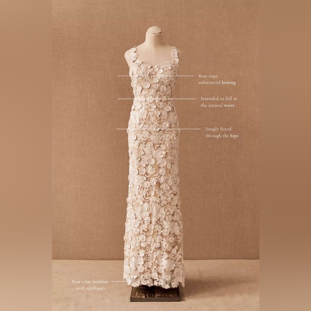 NWT Anthropologie BHLDN Brigitta Floral Lace Gown Wedding Dress - Picture 3 of 14